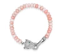 Nialaya - Pink Opal Bracelet with Panther Head - Femme - Accessoires - Gris - Taille: M