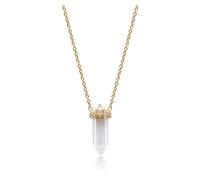 Nialaya - Sterling Silver Clear Quartz Crystal Necklace with Engraved Evil Eye Detail - Femme - Accessoires - Jaune - Taille: Xs/S