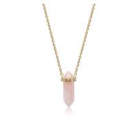Nialaya - Sterling Silver Rose Quartz Crystal Necklace with Engraved Evil Eye Detail - Femme - Accessoires - Jaune - Taille: Xs/S