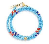 Nialaya - The Mykonos Collection - Vintage Turquoise - Red and Blue Glass Beads - Homme - Accessoires - Jaune - Taille: M