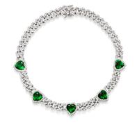 Nialaya - Women's Crystal Embellished Choker with Green Hearts - Femme - Accessoires - Gris - Taille: 2XS