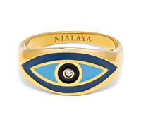 Nialaya - Women's Gold Evil Eye Ring - Femme - Accessoires - Jaune - Taille: 50 MM