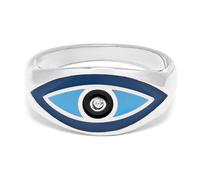 Nialaya - Women's Silver Evil Eye Ring - Femme - Accessoires - Gris - Taille: 48 MM