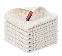 Nialnant Lot de 6 torchons de cuisine 100 % coton gaufré, doux et absorbants, torchons pour laver la vaisselle, 30,5 x 30,5 cm, beige