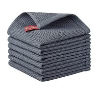 Nialnant Lot de 6 torchons de cuisine 100 % coton gaufré pour laver la vaisselle, torchons de cuisine, 30,5 x 30,5 cm, gris foncé