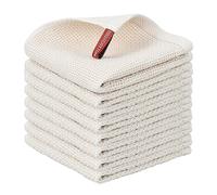 Nialnant Lot de 8 torchons de cuisine 100 % coton gaufré pour laver la vaisselle, chiffons de nettoyage extra doux absorbants, 30,5 x 30,5 cm, beige