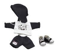 niannyyhouse 1/12 BJD OB11 Vêtements de poupée à capuche Short en toile Chaussures de poupée Dressup (Noir)