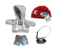 niannyyhouse 1/12 BJD OB11 Vêtements de poupée Chapeau Sweat à capuche Short en jean Sac à dos Tenue de poupée (Gris)