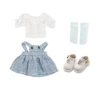 niannyyhouse 1/12 BJD Vêtements de poupée Chemise blanche Jupe rayée Chaussures Chaussettes OB11 Figurines d'action Poupée Dressup 10,9 cm
