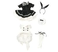 niannyyhouse 1/3 1/4 1/6 BJD Poupées Vêtements Robe Tablier Coiffe Sous-pantalon Chaussettes Costume de soubrette Lapin Jointed Poupées Accessoires Déguisement Cadeau (1/6BJD)