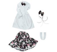 niannyyhouse 1/3 1/4 1/6 BJD Vêtements de poupées Robes blanches Jupe florale Nœud Coiffe Chaussettes Ensemble de jardin pour poupées articulées Accessoires de déguisement Cadeau (1/3BJD)
