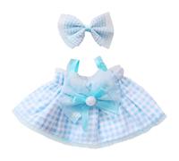 niannyyhouse 10 cm-15 cm, 20 cm - Coiffe en peluche - Robe de poupée en peluche compatible avec poupée Labubu de 17 cm - Bleu, 20 cm