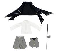 niannyyhouse BJD Vêtements de poupée pour poupées articulées 1/4 de boule, ensemble de robe magique pour filles et garçons, accessoires de déguisement de figurine d'action (noir + gris, 1/4BJD-Boy)