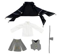 niannyyhouse BJD Vêtements de poupée pour poupées articulées 1/4 de boule, ensemble de robe magique pour filles et garçons, accessoires de déguisement de figurine d'action (noir + gris, 1/4BJD-fille)