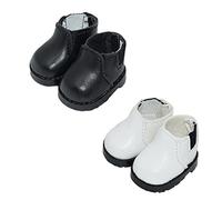niannyyhouse Bottes hautes en cuir pour poupée en peluche de 10 cm, longueur 3,8 cm, accessoires de poupée (noir + blanc)