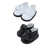 niannyyhouse Chaussures en cuir blanc noir Longueur 5,5 cm Convient pour les poupées en peluche de 20 cm