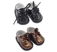 niannyyhouse Chaussures en cuir pour poupée en peluche 15 cm, longueur 4,5 cm, accessoires de poupée (noir + marron)