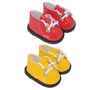 niannyyhouse Chaussures en cuir pour poupée en peluche 15 cm, longueur 4,5 cm, accessoires de poupée (rouge + jaune)
