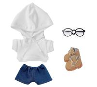 niannyyhouse Chaussures hautes en cuir à capuche ample et solide avec lunettes - 10 cm, 15 cm, 20 cm - Vêtements de poupée en peluche douce - Accessoires de déguisement (A2, 10 cm)