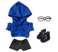 niannyyhouse Chaussures hautes en cuir à capuche et lunettes - 10 cm, 15 cm, 20 cm - Vêtements de poupée en peluche douce - Accessoires de déguisement (A4, 15 cm)