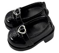 niannyyhouse Chaussures hautes en forme de cœur pour poupée en peluche de 15 cm, accessoires de déguisement de poupée BJD, 1 paire (noir)