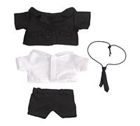 niannyyhouse Costume noir avec cravate, chemise blanche, 20 cm, vêtements de poupée en peluche humanoïde
