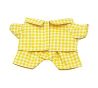 niannyyhouse Ensemble de Pyjamas en Peluche pour Poupée de 10 cm, 15 cm, 20 cm - Chemise et Pantalon Multicolore à Carreaux - Robe pour Poupée (Jaune, 10 cm)