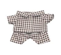 niannyyhouse Ensemble de Pyjamas en Polaire pour Poupée de 10 cm, 15 cm, 20 cm - Chemise et Pantalon Multicolore à Carreaux - Robe pour Poupée (Marron, 20 cm)
