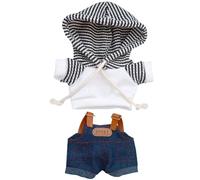 niannyyhouse Ensemble de vêtements de poupée avec sweat à capuche et salopette en denim, accessoires de déguisement de poupée en peluche de 15 à 17 cm (noir + blanc)