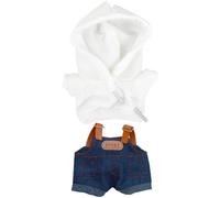 niannyyhouse Ensemble de vêtements de poupée avec sweat à capuche et salopette en denim, accessoires de déguisement de poupée en peluche de 15 à 17 cm (blanc)