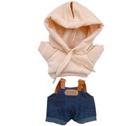 niannyyhouse Ensemble de vêtements de poupée avec sweat à capuche et salopette en denim, accessoires de déguisement de poupée en peluche de 15 à 17 cm (marron)