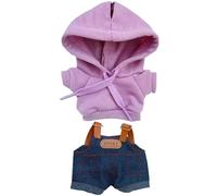 niannyyhouse Ensemble de vêtements de poupée avec sweat à capuche et salopette en denim, accessoires de déguisement de poupée en peluche de 15 à 17 cm (violet)