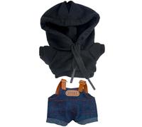 niannyyhouse Ensemble de vêtements de poupée avec sweat à capuche et salopette en denim, accessoires de déguisement de poupée en peluche de 15 à 17 cm (noir)