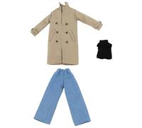 niannyyhouse Ensemble de vêtements de poupée, compatible avec les poupées Blythe, OB24, OB22, comprend trench-coat, gilet, jeans (Kaki + noir)
