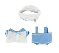 niannyyhouse Ensemble de vêtements de poupée de 17 cm, costume de marin avec chapeau, chemise, salopette, accessoires de déguisement pour poupées de 15 à 17 cm (bleu clair)