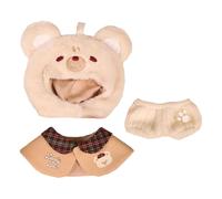 niannyyhouse Ensemble de vêtements de poupée en peluche, 10-15 cm, chapeau, cape et pantalon, motif loup ours (marron)