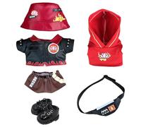 niannyyhouse Ensemble de vêtements de poupée en peluche - 10 cm, 15 cm, 17 cm, 20 cm - chapeau, manteau, pantalon, sweat à capuche et sac à capuche - Costume rouge et bleu (rouge, 10 cm)