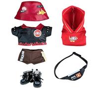 niannyyhouse Ensemble de vêtements de poupée en peluche - 10 cm, 15 cm, 17 cm, 20 cm - chapeau, manteau, pantalon, sweat à capuche et sac à capuche - Costume rouge et bleu (rouge, 20 cm)