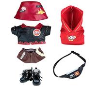 niannyyhouse Ensemble de vêtements de poupée en peluche de 10 cm, 15 cm, 17 cm, 20 cm, chapeau, manteau, pantalon, sweat à capuche, sac, chaussures, costume rouge et bleu (rouge, 15 cm-17 cm)