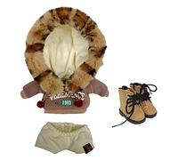 niannyyhouse Ensemble de vêtements de poupée en Peluche de 15 cm, col en Fourrure Ample, Sweat à Capuche, Pantalon, Chaussures de 15,2 cm (Marron, 15 cm)