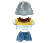 niannyyhouse Ensemble de vêtements de poupée en peluche de 20 cm avec chapeau + pull + short (gris + bleu)