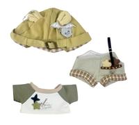 niannyyhouse Ensemble de vêtements de poupée en peluche de 20 cm avec chapeau, t-shirt, salopette, accessoires d'animaux en peluche pour poupées de 20 cm