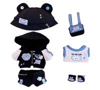 niannyyhouse Ensemble de vêtements de poupée en peluche douce de 15 cm avec chapeau, manteau, pantalon, sac à dos, gilet, chaussures - Accessoires de déguisement (15 cm)