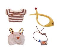 niannyyhouse Ensemble de vêtements de poupée en peluche douce de 20 cm avec t-shirt, salopette, écharpe, sac à dos en peluche douce et déguisement (beige, 20 cm)