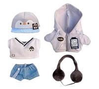 niannyyhouse Ensemble de vêtements de poupée en peluche pour collège - 10 cm, 15 cm, 20 cm - Accessoires de déguisement d'animal en peluche (gris + bleu, 10 cm)