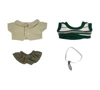 niannyyhouse Ensemble de vêtements de poupée en peluche style campus avec chemise, pantalon, cravate, gilet pour jouets en peluche doux de 10 à 15 cm, tenue d'uniforme scolaire (vert)