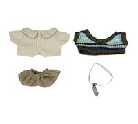 niannyyhouse Ensemble de vêtements de poupée en peluche style campus avec chemise, pantalon, cravate, gilet pour jouets en peluche doux de 10 à 15 cm, tenue d'uniforme scolaire (marron)