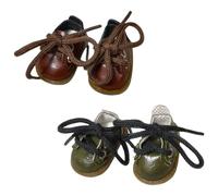 niannyyhouse Lot de 2 paires de chaussures de poupée en peluche de 10 cm de long - Accessoires de déguisement (marron + vert)