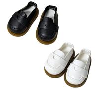 niannyyhouse Lot de 2 paires de chaussures rétro en peluche de 15 cm pour poupées BJD 1/6, accessoires de déguisement de 5 cm de long (noir + blanc)