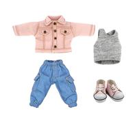 niannyyhouse OB11 1/12 BJD Vêtements de poupée avec poche, pantalon, gilet, chaussures en denim, figurines d'action de 10,9 cm (rose)